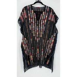 JOHNNY WAS GEORGETTE RELAXED EMBROIDERED BOHO TUNIC PONCHO SMALL SWEET MAGNOLIAS